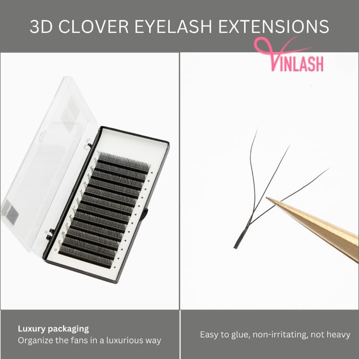 3D W clover eyelash extensions black 16 lines VLV063-1