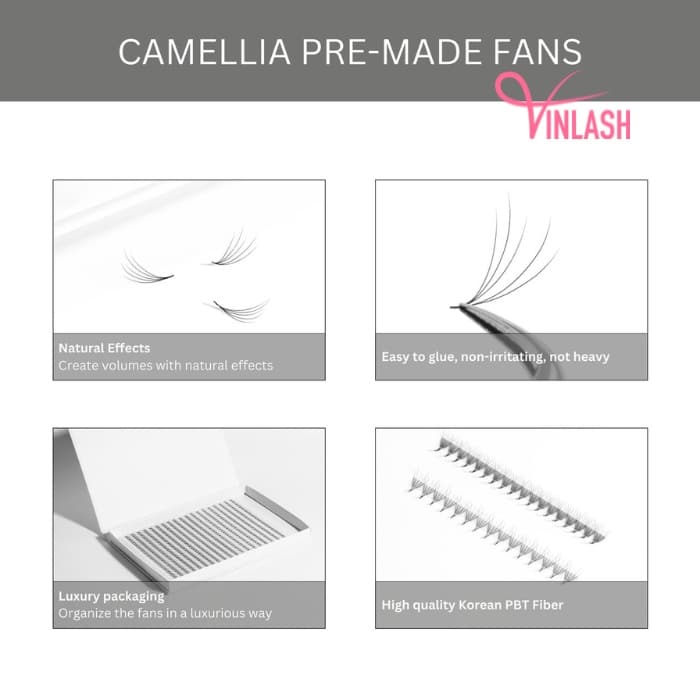 Camellia pre-made fans black loose 500 fans VLV044-1