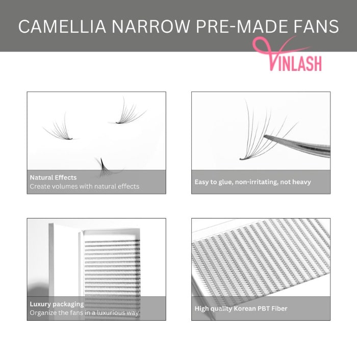 Camellia pre-made fans single-color box L 20 lines VLV045-1