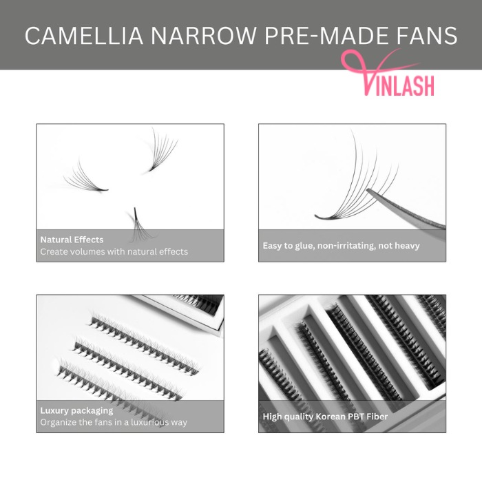 Camellia pre-made fans single-color fans on strips VLV047-1