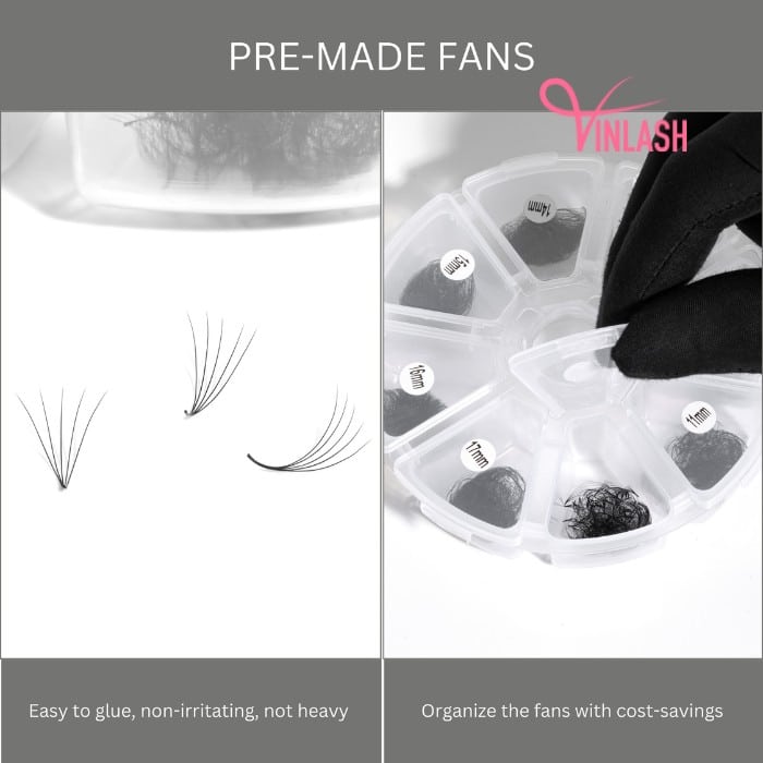Pre-made fans 3D to 20D black mix 8 compartments VLV002-1