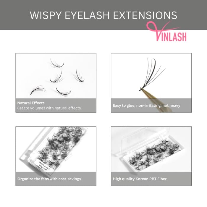 Wispy eyelash extensions black fans on strips VLV033-1