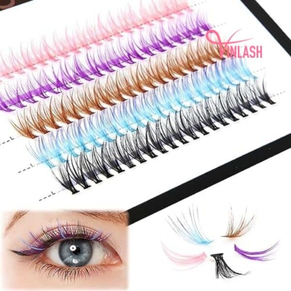 Wispy eyelash extensions mixed-color box L 20 lines VLV039-3