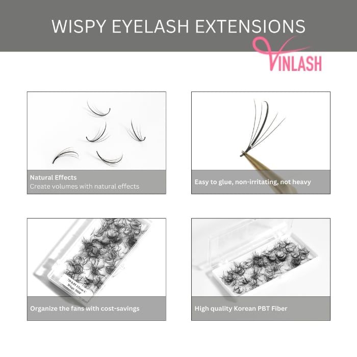 Wispy eyelash extensions mixed-color mix 8 compartments VLV040-1