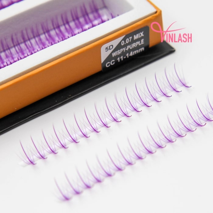 Wispy eyelash extensions single-color fans on strips VLV037-2