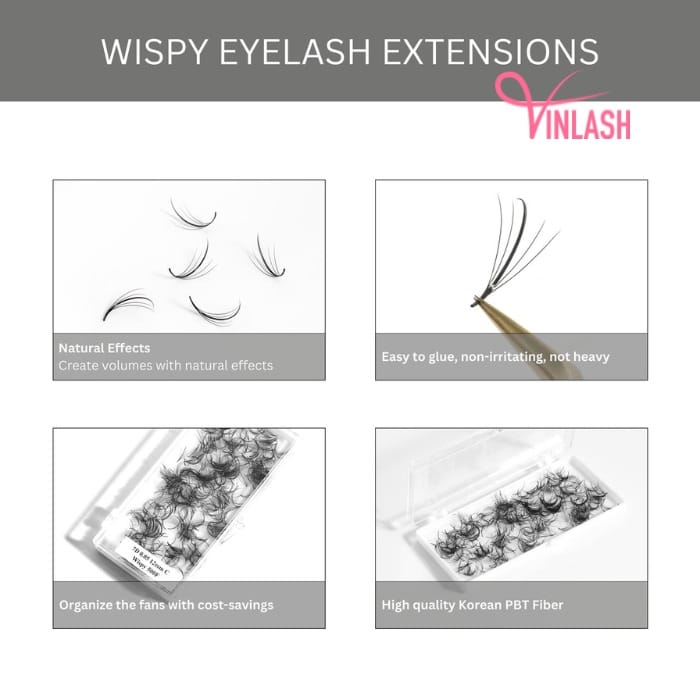 Wispy eyelash extensions single-color mix 8 compartments VLV069-1
